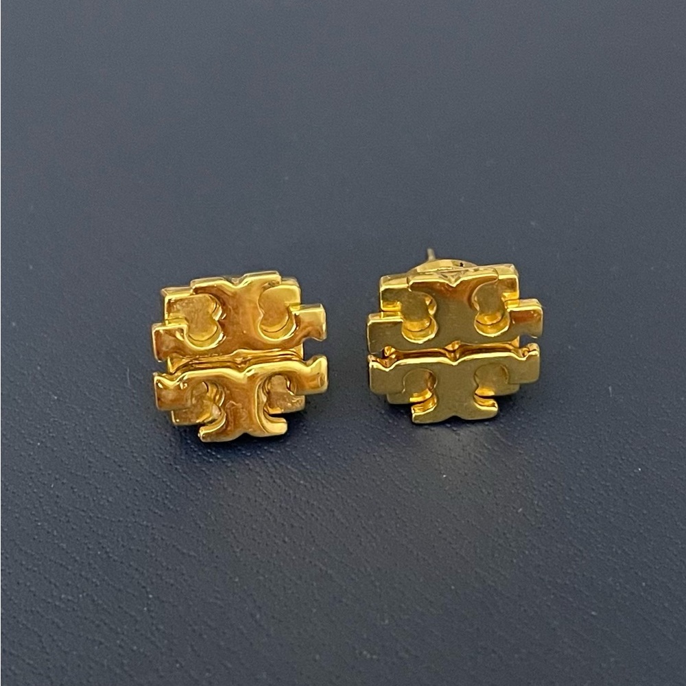 Tory Burch T Logo Small Stud Earrings Yellow Gold